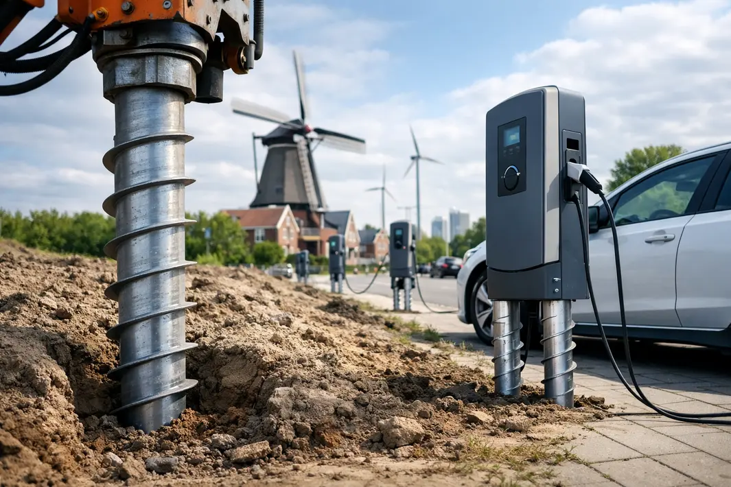 Innovatie met grote schroeven stimuleert plaatsing laadpalen in Nederland